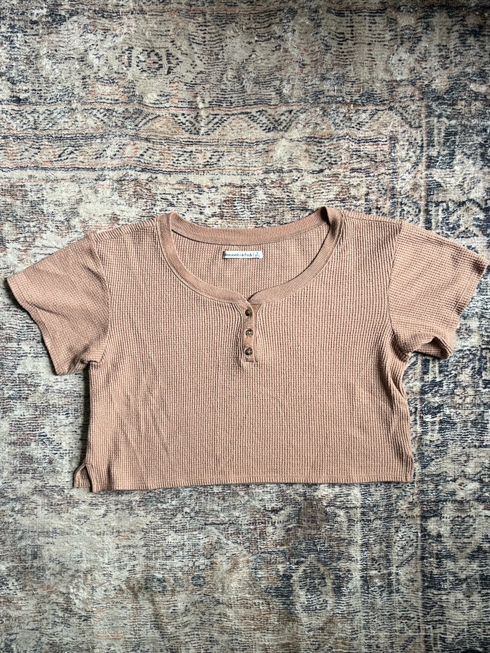 Abercrombie & Fitch Ribbed Crop Top in Light Brown S
